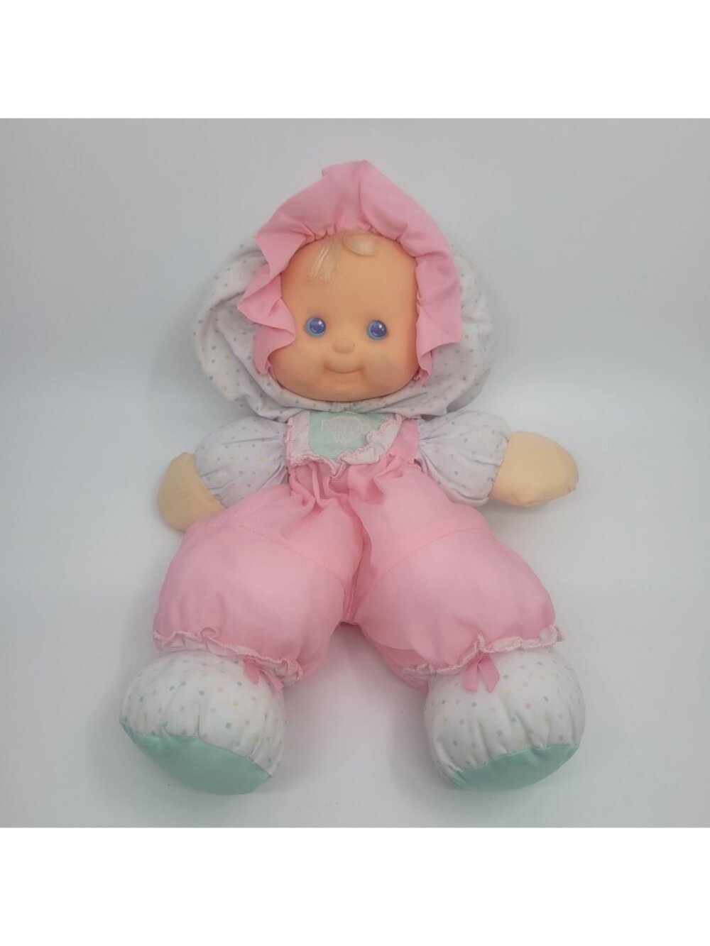 Vintage 1990 Fisher Price Merri Puffalump Kids Pink Baby Doll Polka Dot Blonde